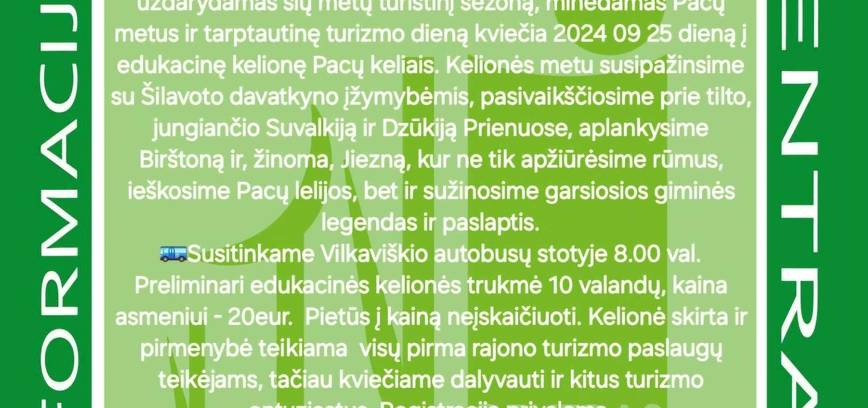 Kviečiame paminėti tarptautinę turizmo dieną!