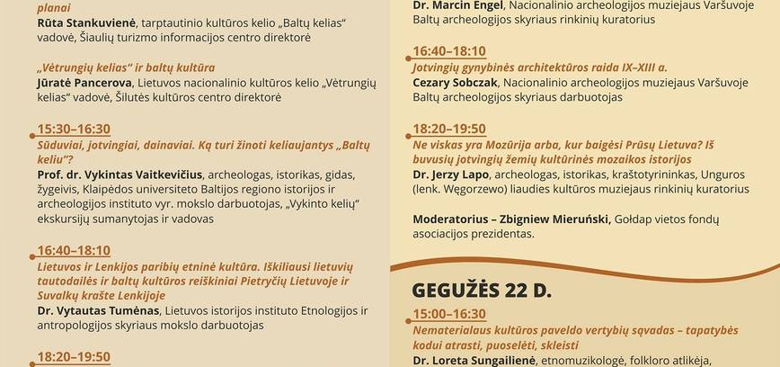 Tarptautinio kultūros kelio „Baltų kelias“ mokymai