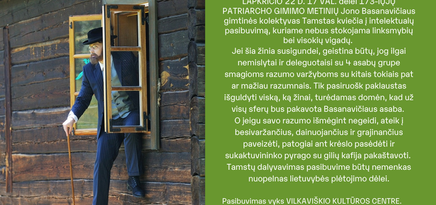 Kviečiame dalyvauti viktorinoje ir kartu paminėti 173-iąsias Jono Basanavičiaus gimimo metines
