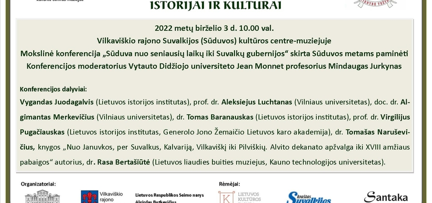 Mokslinė konferencija „Sūduva nuo seniausių laikų iki Suvalkų gubernijos“ 