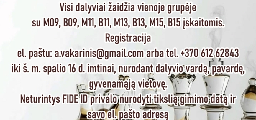 Vaikų šachmatų turnyras „Auksaspalvis ruduo 2026“