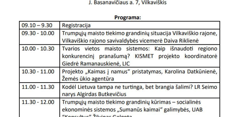 Susitikimas dėl trumpųjų maisto tiekimo grandinių