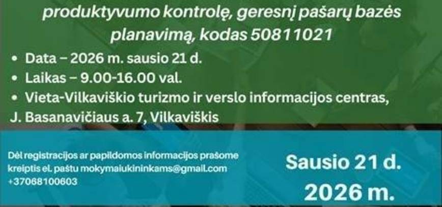 KVIETIMAS Į NEMOKAMUS MOKYMUS 