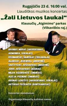 Liaudiškos muzikos koncertas „Žali Lietuvos laukai“