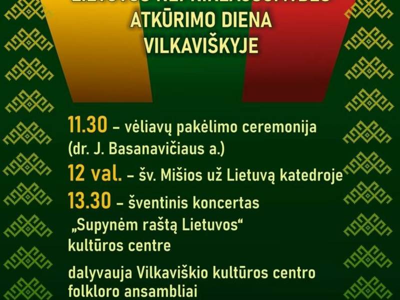 Lietuvos Nepriklausomybės atkūrimo diena Vilkaviškyje